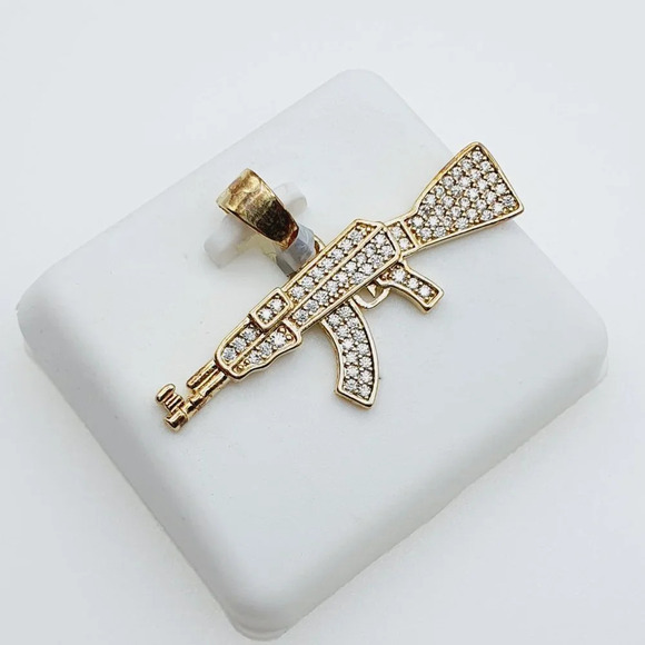 "14K Gold Plated Cubic Zircon Pendant, INUS1BR076 - Picture 2 of 10